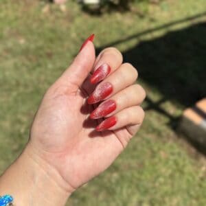 press on nails cat eyes corail faux ongles amande M