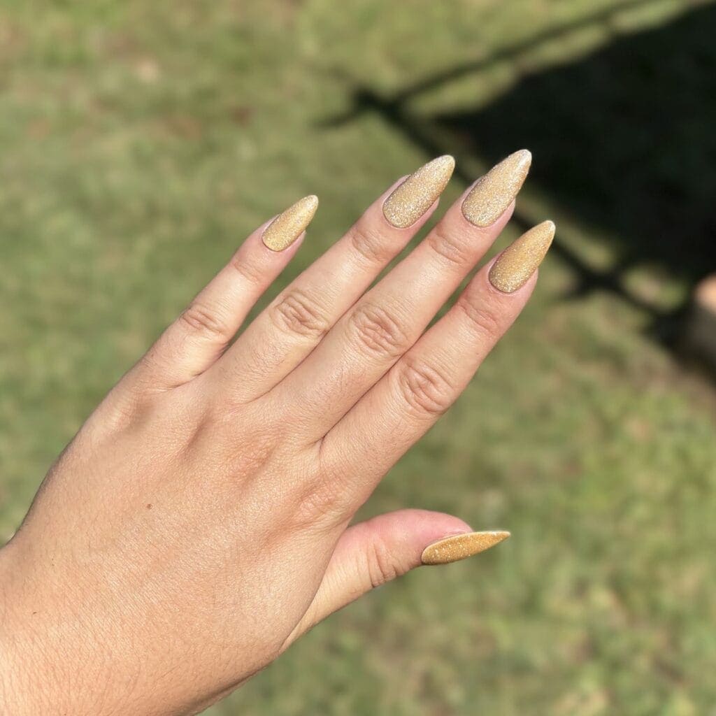 press on nails cat eyes golden faux ongles amande M