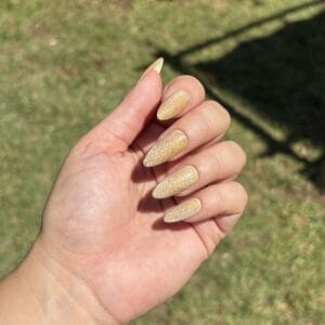 press on nails cat eyes golden faux ongles amande M
