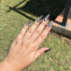 press on nails cat eyes onyx faux ongles amande M