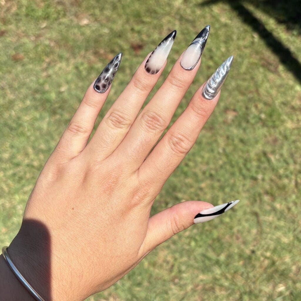 press on nails chrome éclipse faux ongles stiletto L
