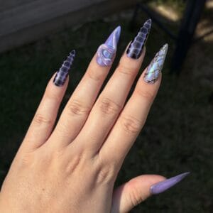 press on nails lilith faux ongles stiletto L violet serpent 3d
